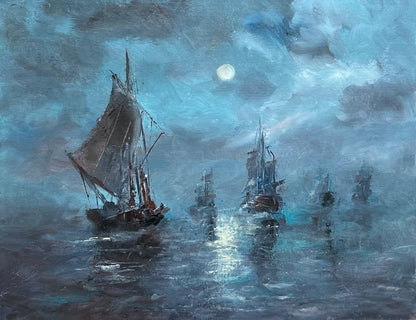 Ships at Night | 18”x14”