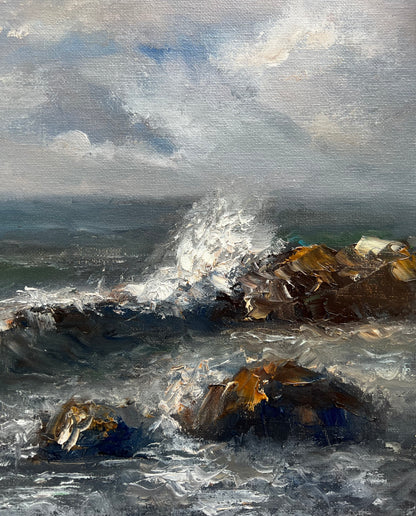 Wave Hitting Rock | 14”x11”