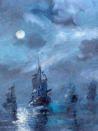 Ships at Night | 18”x14”