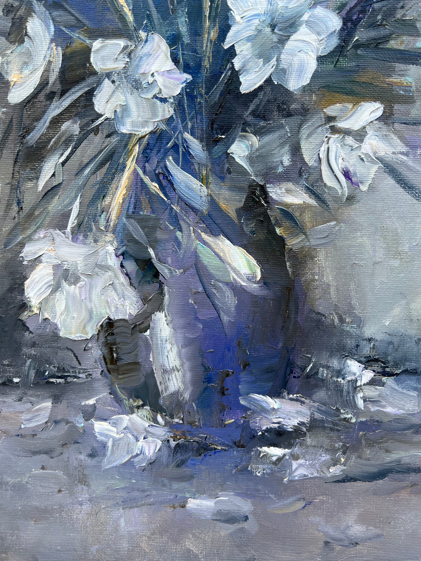 White Flowers in a Vase | 11”x14”