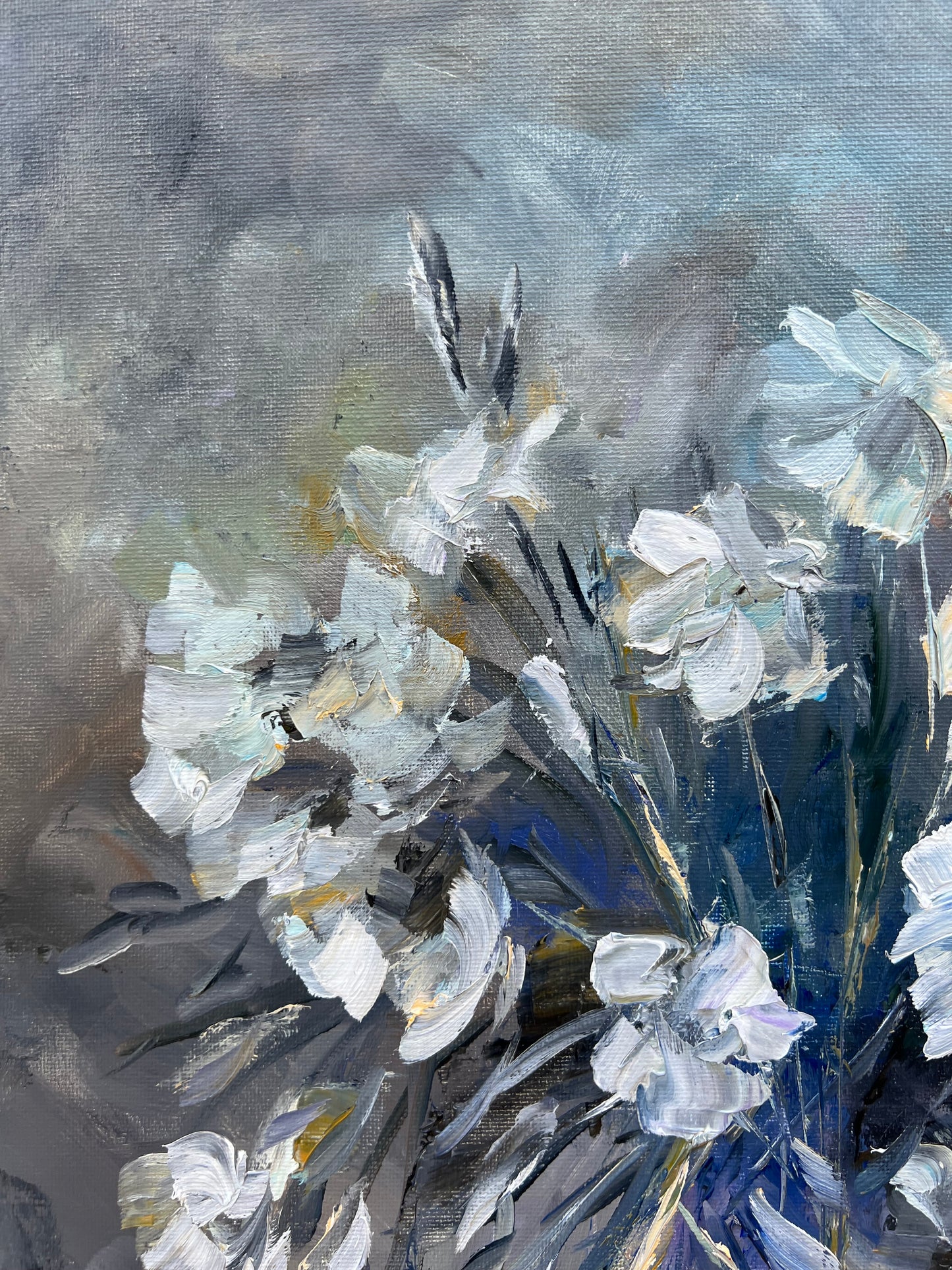 White Flowers in a Vase | 11”x14”