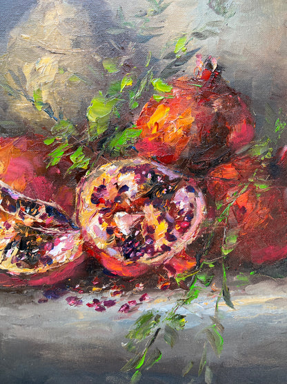 Pomegranates and a Clay Vase | 18”x24”