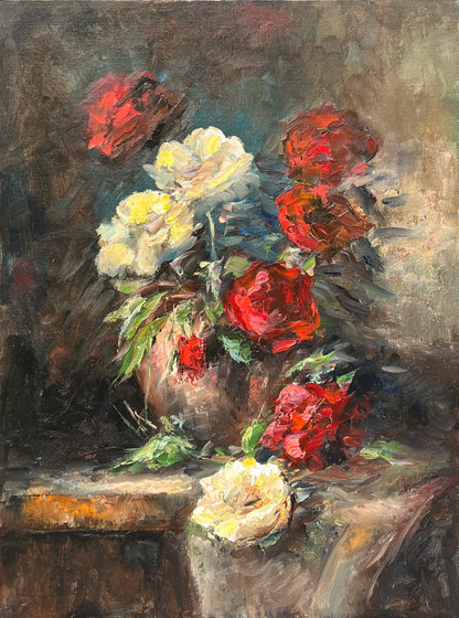 Red and White Roses | 18”x24”