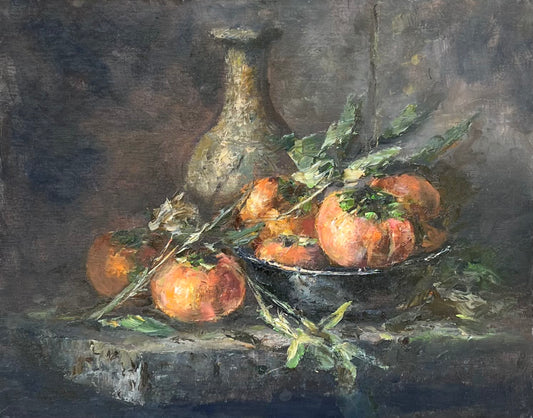 Persimmons and a Clay Vase | 20”x16”